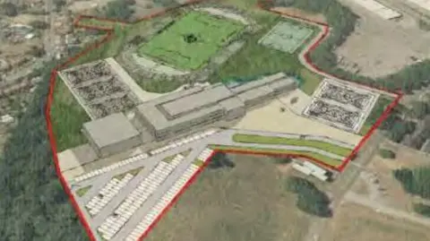 Kent County Council Plans for a school and sports field shown from an aerial view