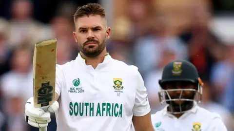 Aiden Markram celebrates his century