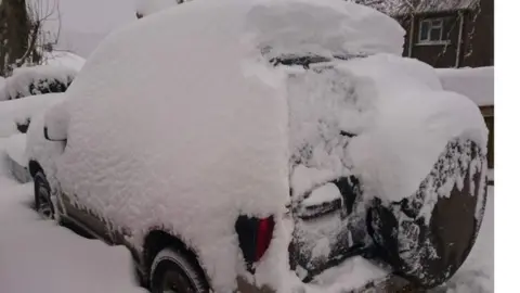 Jen Newman Going nowhere - snowed under in Rhayader, Powys