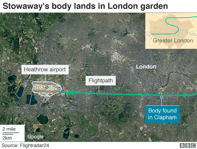 Body of plane stowaway found in London garden, UK news