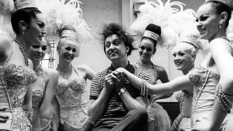 BBC Ken Dodd with the Bluebell Girls, who accompanied him in Blackpool in 1966