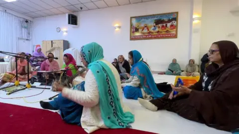 Worshippers at a temple