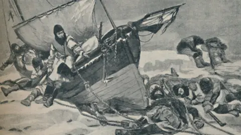 Getty Images "They forged the last links with their lives" by W. Thomas Smith depicts members of Sir John Franklin's 1845 expedition