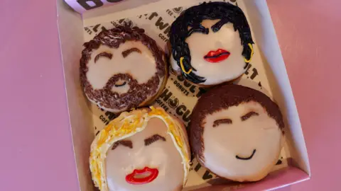 WHOCULT Themed Gavin and Stacey donuts  based on their characters faces.