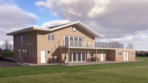 Banstead Cricket Club A CGI of the plans for a new clubhouse building show a two storey building with a balcony