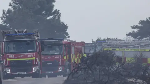 SFRS Firefighters have dug ditches as wide as 12m (39ft) around the perimeter