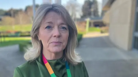 Maria Laffan outside the council offices in Melton Mowbray