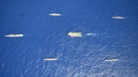 Reuters Turkish seismic research vessel Oruc Reis is escorted by Turkish Navy ships as it sets sail in the Mediterranean Sea, off Antalya, Aug 2020