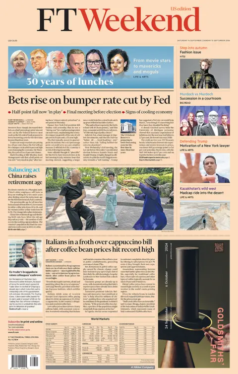 A manchete na primeira página do Financial Times diz: 