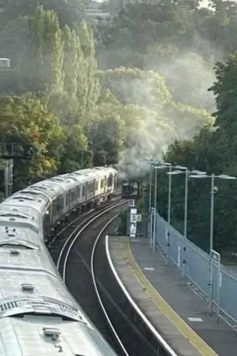 LEE OSBORNE Smoke seen near a train at Godalming station