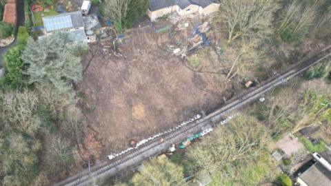 The landslip in Baildon has meant the closure of the nearby railway line since early February