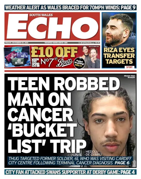 South Wales Echo South Wales Echo front page