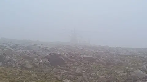 The Great North Air Ambulance Service's helicopter fogged in on Scafell Pike