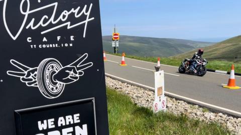 Victory Cafe sign on the TT Course