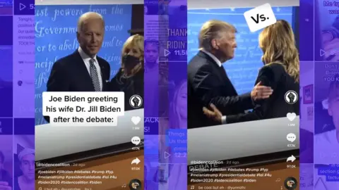 TikTok Screenshots from a recent viral video of the Biden Digital Coalition TikTok account