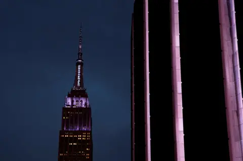 Reuters The Empire State Building next to Madison Square Garden, the venue for the wedding celebrations of singer Taylor Swift and National Football League (NFL) player Travis Kelce, in New York, U.S., July 3, 2026.
