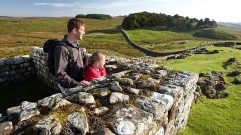 Visitors on Hadrian's Wall