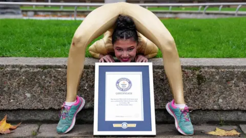 Liberty Barros with her world record certificate