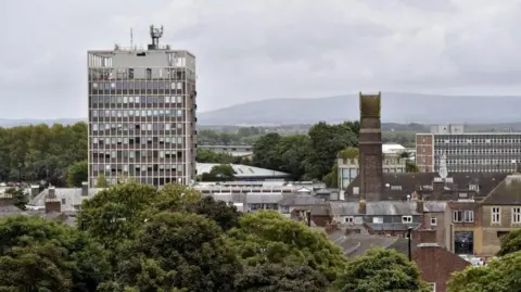 An aerial image of Carlisle showing the civic centre, where the council meets, in the foreground.