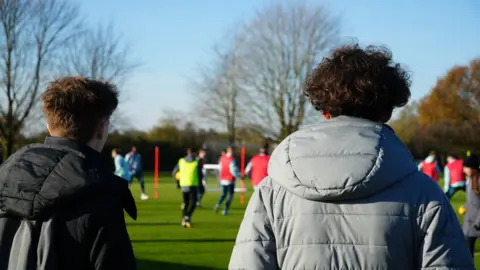 ITFC Foundation Young people watching on training at Ipswich Town's training ground