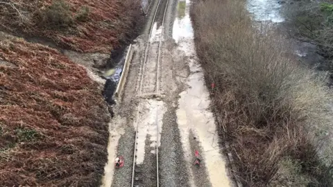 Network Rail Some of the debris had been cleared on Monday