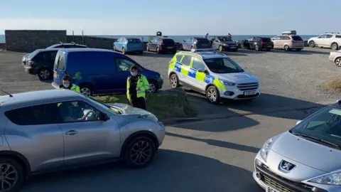 BBC Police at Dinas Dinlle beach car park