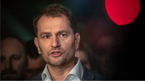 EPA OLaNo party leader Igor Matovic on election night (1 March)