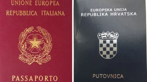 Getty Images/BBC The Italian and Croatian passports