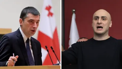 Getty Images Prime Minister Giorgi Gakharia (L) and opposition leader Nika Melia