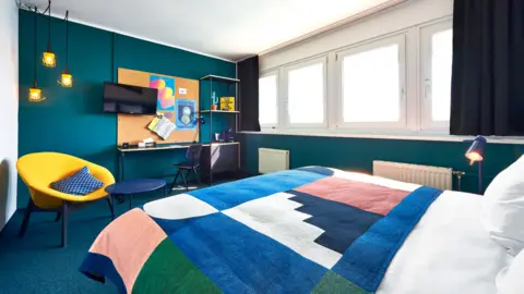 Christian Vernaschi A bedroom at the Student Hotel in Dresden