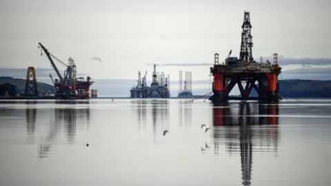 Getty Images North Sea platforms parked in the Cromarty Firth