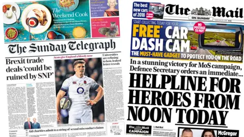 Sunday Telegraph and Mail on Sunday front pages 25/02/2018