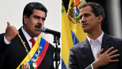 Getty/EPA Collage photograph of President Maduro and Juan Guaidó