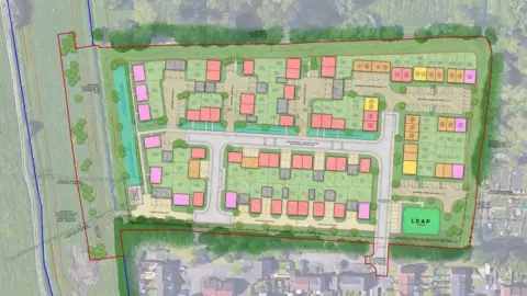 Angus Meek Architects An architect's illustration showing the original plans for 71 homes on Moorland Road in Street