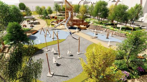An artist's impression of the play area planned for the waterfront