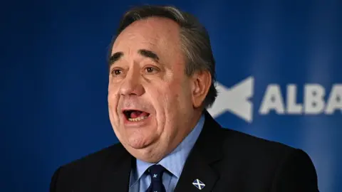 Getty Images Alex Salmond speaking at the launch of the Alba Party in 2021 