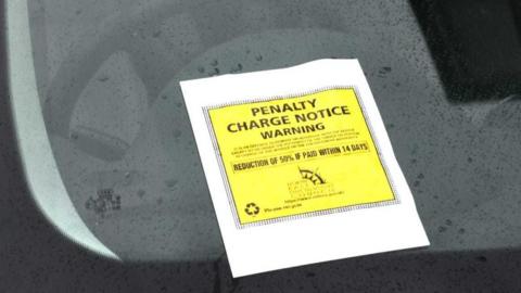 A penalty charge notice on a car in Grimsby
