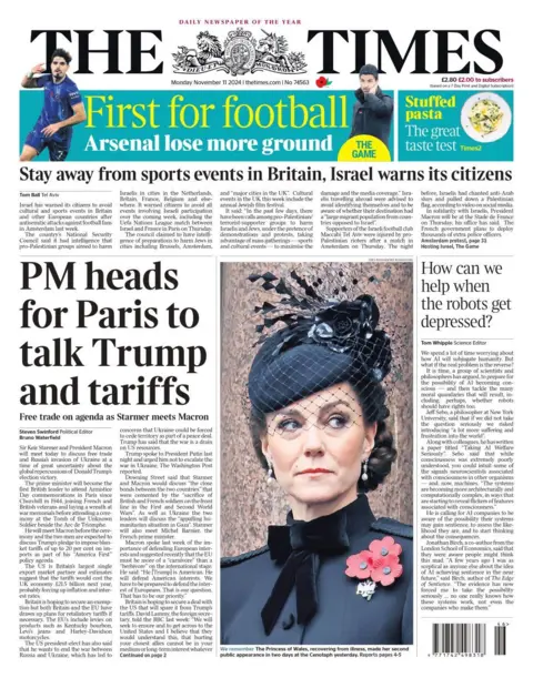 The Times front page, 11 October.