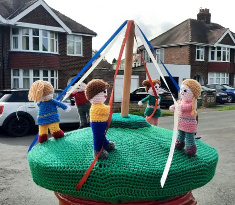 Sue Cockroft May Day postbox topper