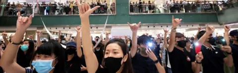 Reuters Anti-government protesters in a mall in Hong Kong in October