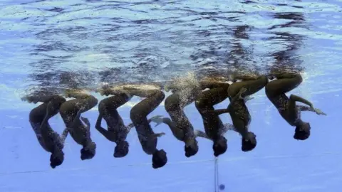 Reuters Synchro - 17th FINA World Championship - Women Team Technical Preliminary - Budapest, Hungary - 16 July 17 - Team Egypt competes.