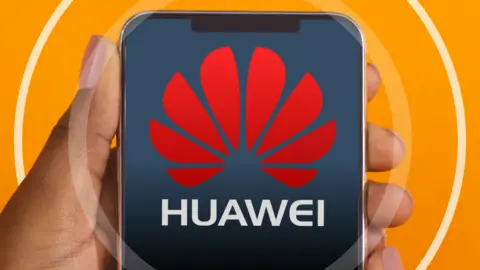 Getty Images Huawei logo on a smartphone