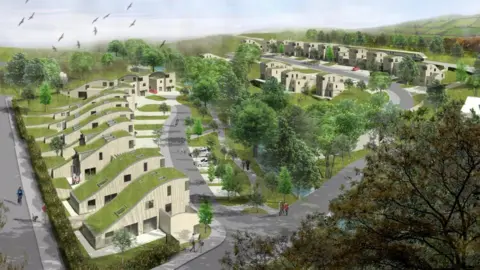 Greenspace Architects Artist impression of proposed eco-village at Llantilio Pertholey, near Abergavenny