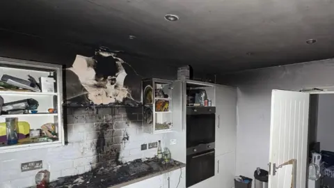 Fire damaged kitchen