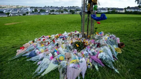 Getty Images Floral tribute in Plymouth