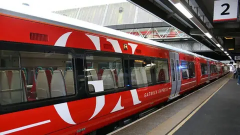 A Gatwick Express train at a platform