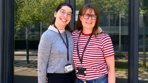 Two women. They work at hospital. 
