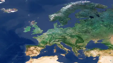 Copernicus Data/Esa/Sentinel 3 Sentinel-3 cloud-free mosaic of Europe