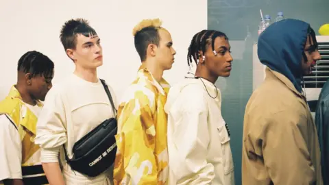 Liam Hodges Models backstage at Liam's S/S 18 catwalk show