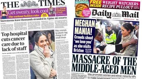 Composite image of The Times and Daily Mail front pages